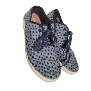 TOMS Blue Polka Dot Sneakers‎ Canvas Cotton Rubber Soles
